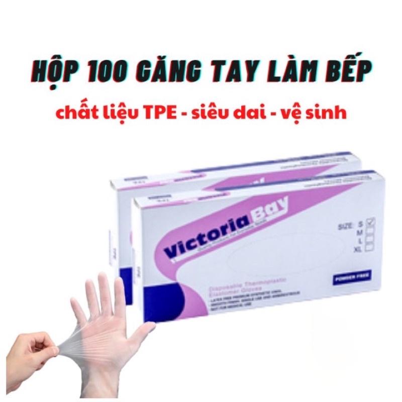 Hộp 100c - Găng tay VictoriaBay găng tay cao su làm bếp vệ sinh siêu dai chất liệu TPE