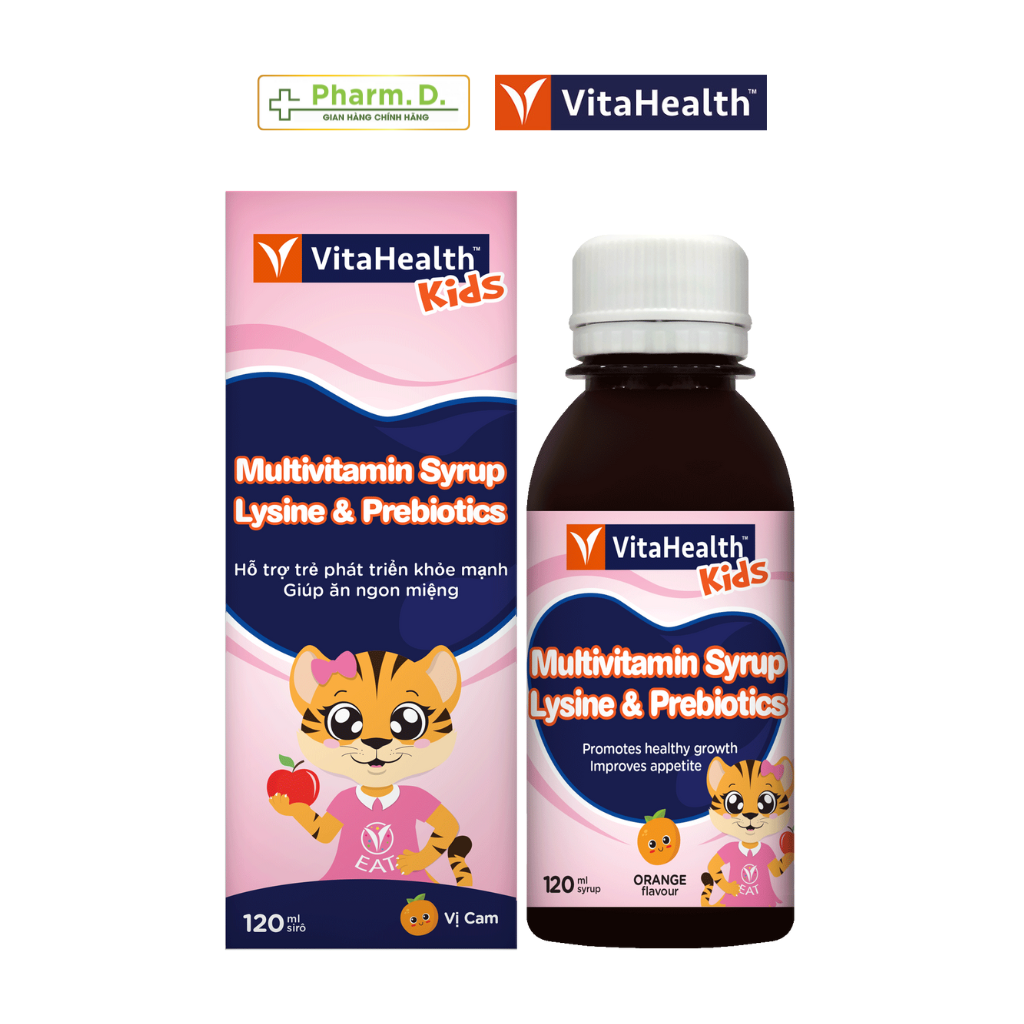 Siro VITAHEALTH Multivitamin Syrup Lysine & Prebiotics Bổ Sung Vitamin Cho Trẻ Em Biếng Ăn, Táo Bón (120ml)