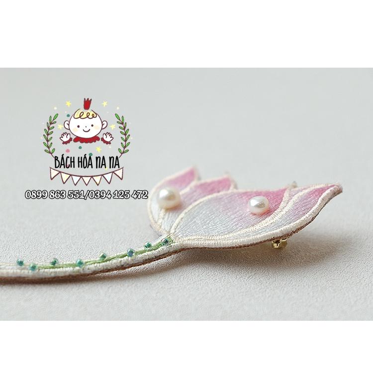 Thêu hoa ~ Túi Vật liệu làm bằng tay thêu hạt thêu kim kiểu Pháp cho chiếc trâm HOA SEN cô gái/ BÁCH HÓA NA NA