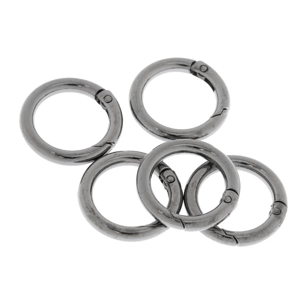 2-3pack 5 Pieces 28mm Alloy Round Carabiners Camping Spring Clip Keychain Black