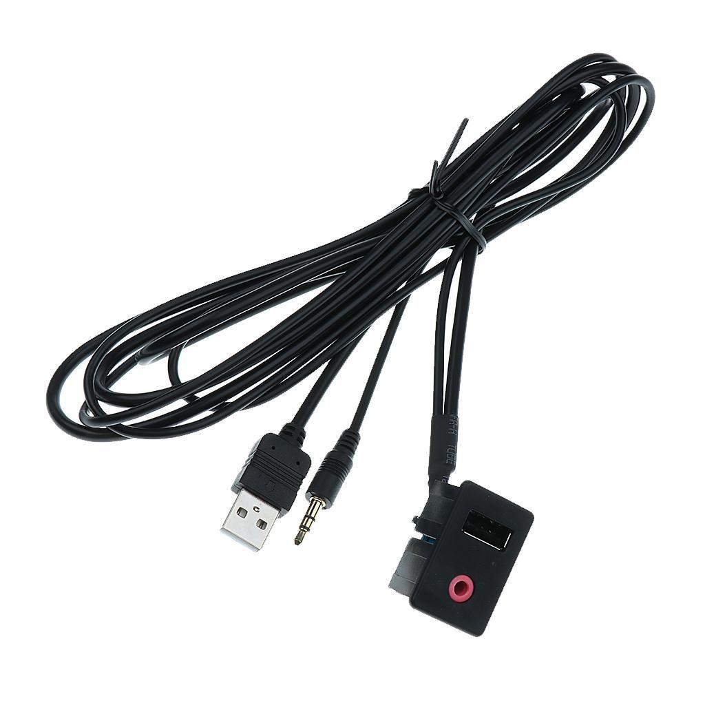 2X Car 2 in 1 USB AUX-In Input Extension Adapter Cable Radio Player Interface