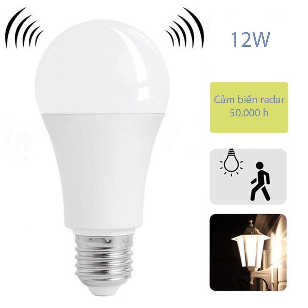 Bóng Đèn Led Cảm Biến Chuyển Động Chống Trộm 12 W, Siêu Tiết Kiệm