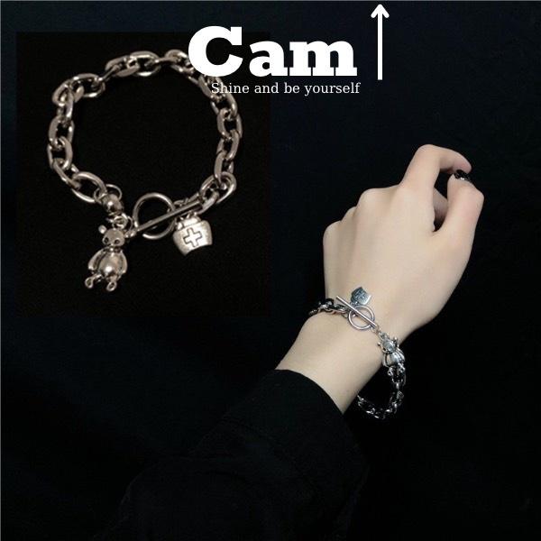 Dây Chuyền Vòng Cổ, Vòng Tay Titan Cao Cấp Không Gỉ Khoá Cài Gấu Bear Cho Nam & Nữ Cam Accessories