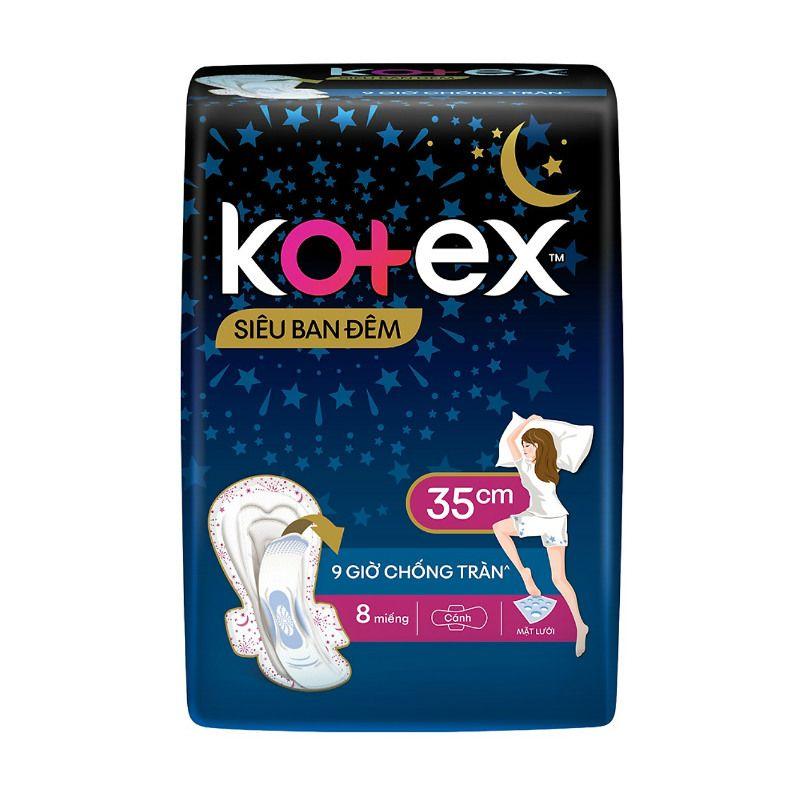 Băng Vệ Sinh Siêu Ban Đêm Mỏng Cánh Kotex 35cm Gói 8 Miếng-8935107201116
