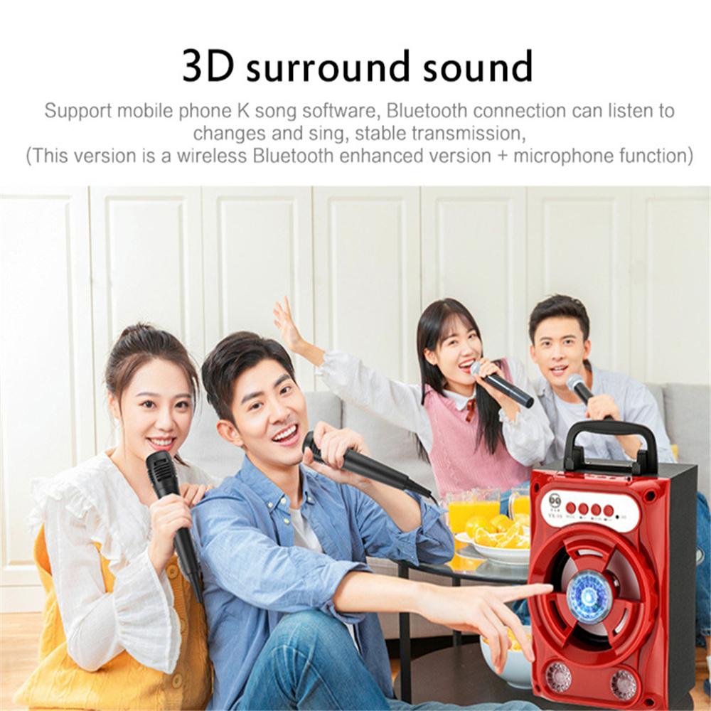 Loa bluetooth di động với mics subwefer led spofer stereo có thể sạc lại của nhóm karaoke có thể hỗ trợ TF USB FM Color: Black with mic