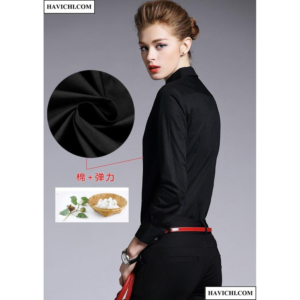 Áo sơ mi nữ đen  - Sơ mi nữ đen công sở sang trọng thoáng mát, không nhăn, dễ ủi.