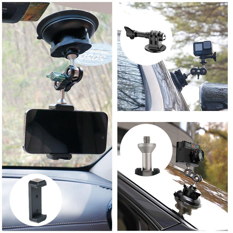 360 Adjustable Suction Car Mount for GoPro Action Camera Holder on Car Window Windshield for Insta360 DJI Action Smartphone