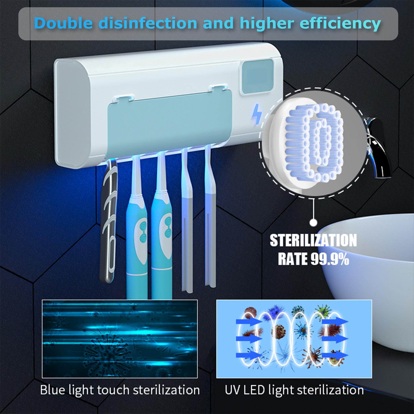 Máy tiệt trùng tia UV kèm Giá treo bàn chải đánh răng,máy làm sạch bàn chải đánh răng sạc USB