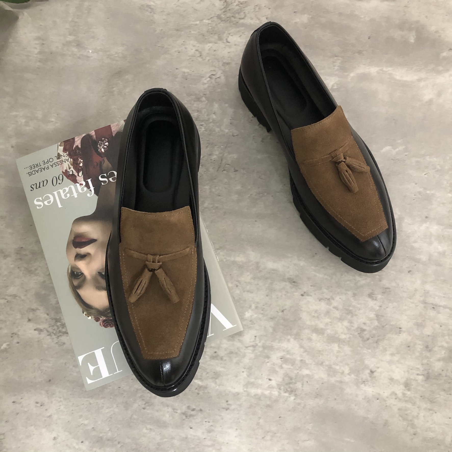 Giày lười nam da bò, Giày lười công sở nam, Giày tây nam, Giày lười nam tăng cao 6CM