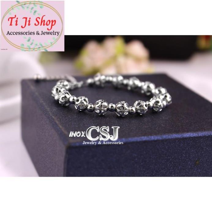 VÒNG TAY, LẮC TAY NỮ TRÁI CHÂU INOX CỰC - đẹp, không đen,