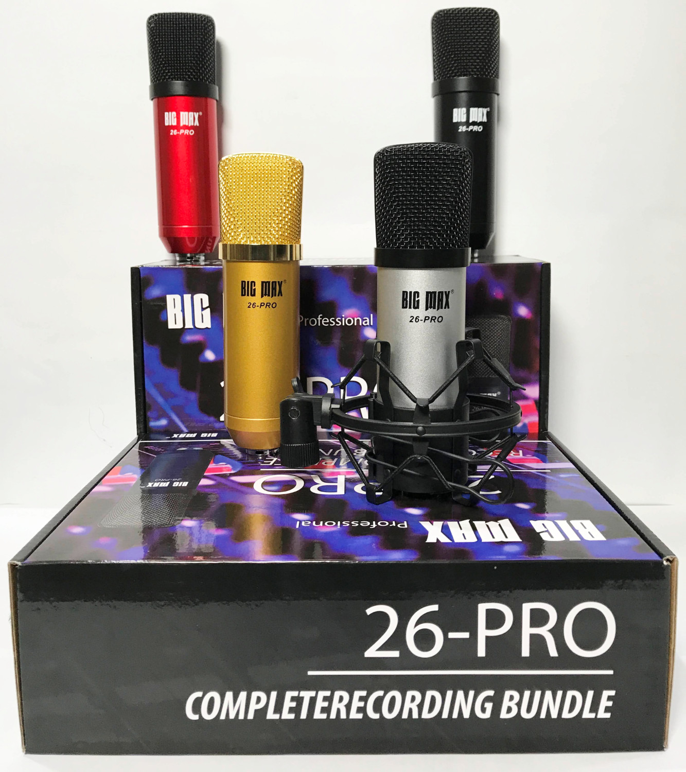 Bộ Combo livestream, thu âm Big Max 26 pro Sound card K300 - Kèm full phụ kiện kẹp micro, màng lọc, dây livestream ma1, tai nghe chụp tai - Thu âm, livestream, karaoke online 3 điện thoại cùng lúc - Giao màu ngẫu nhiên - Hàng nhập khẩu