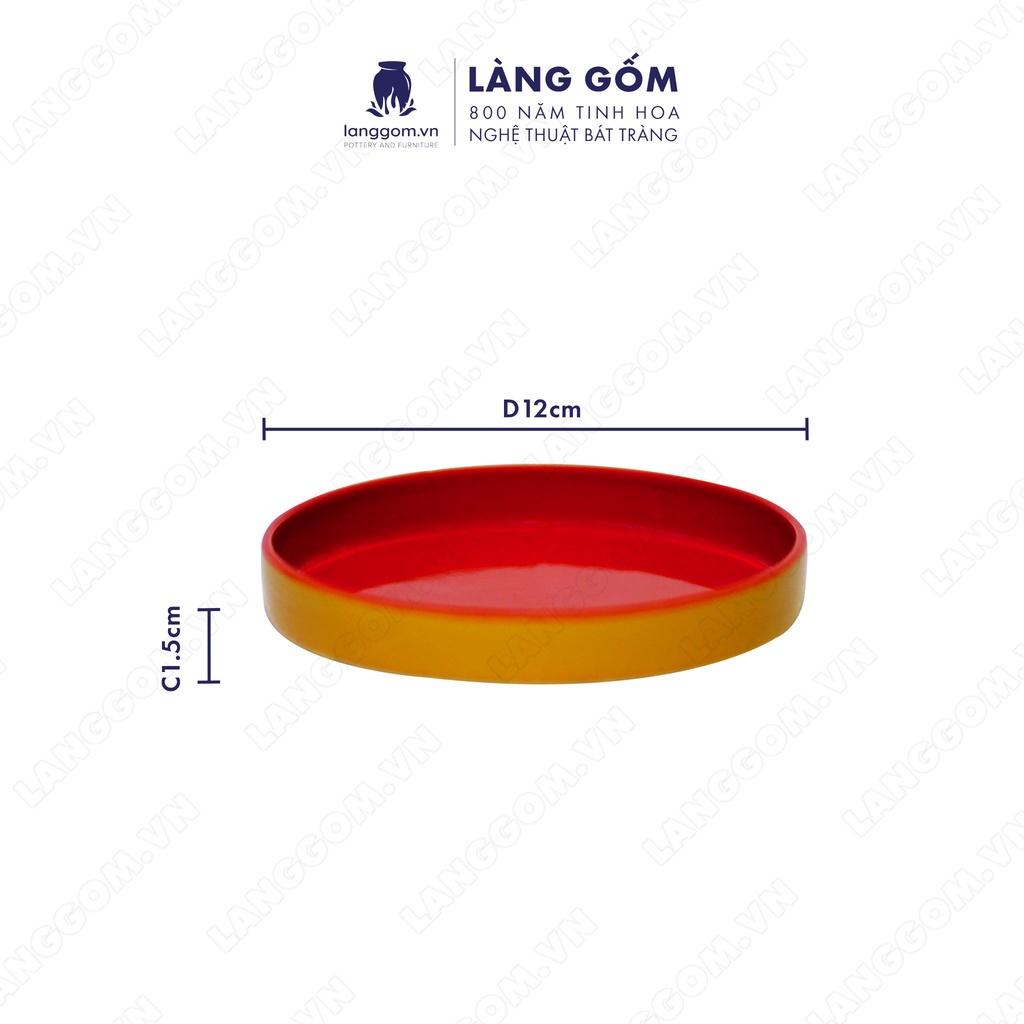 Set Cốc đĩa 2 màu  Men mát - Màu Cam - Kích thước: C8.5 x D7.5 cm - Gốm sứ Bát Tràng - langgom.vn