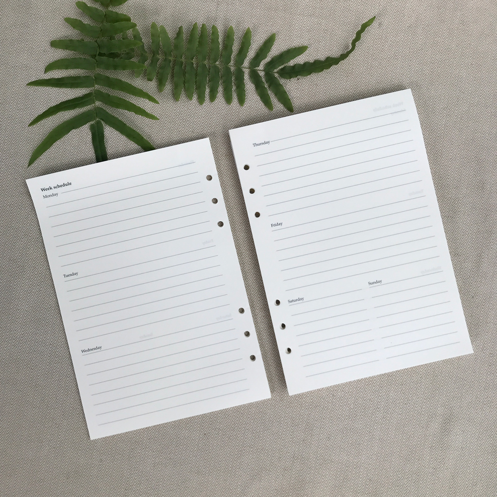 Ruột Sổ Còng A5 Planner For 6-Ring Notebook RN-049 Giấy 80gsm Màu Kem Vàng Ngà 220 trang In Kế Hoạch Tuần Tháng Năm và Kẻ Hàng Size 145x210mm