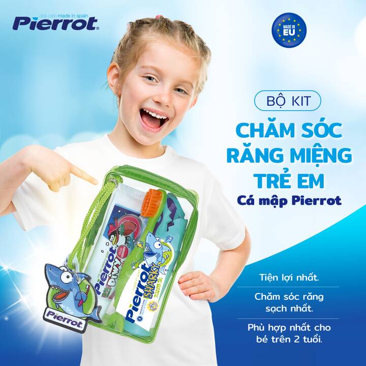 Bộ kit chăm sóc răng miệng trẻ em Cá mập Pierrot