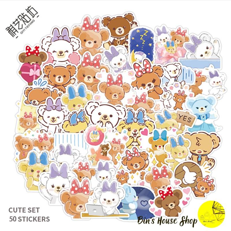 Bộ Sticker - Miến Dán Siêu Kute - Miến Dán Họa Tiết Gấu Xinh Cute