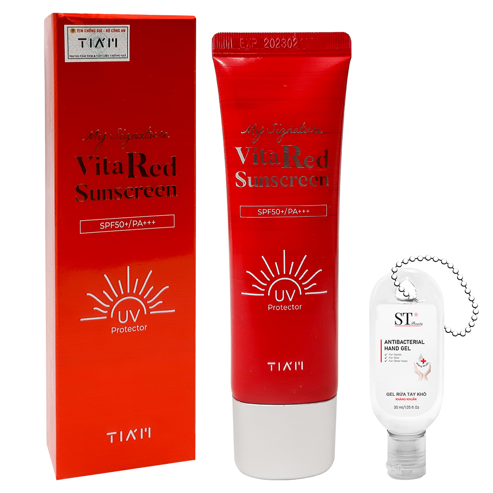 Kem Chống Nắng Dưỡng Trắng Nâng Tone Da TIAM Vita Red 50ML. Tặng Gel Móc Khóa 30ml