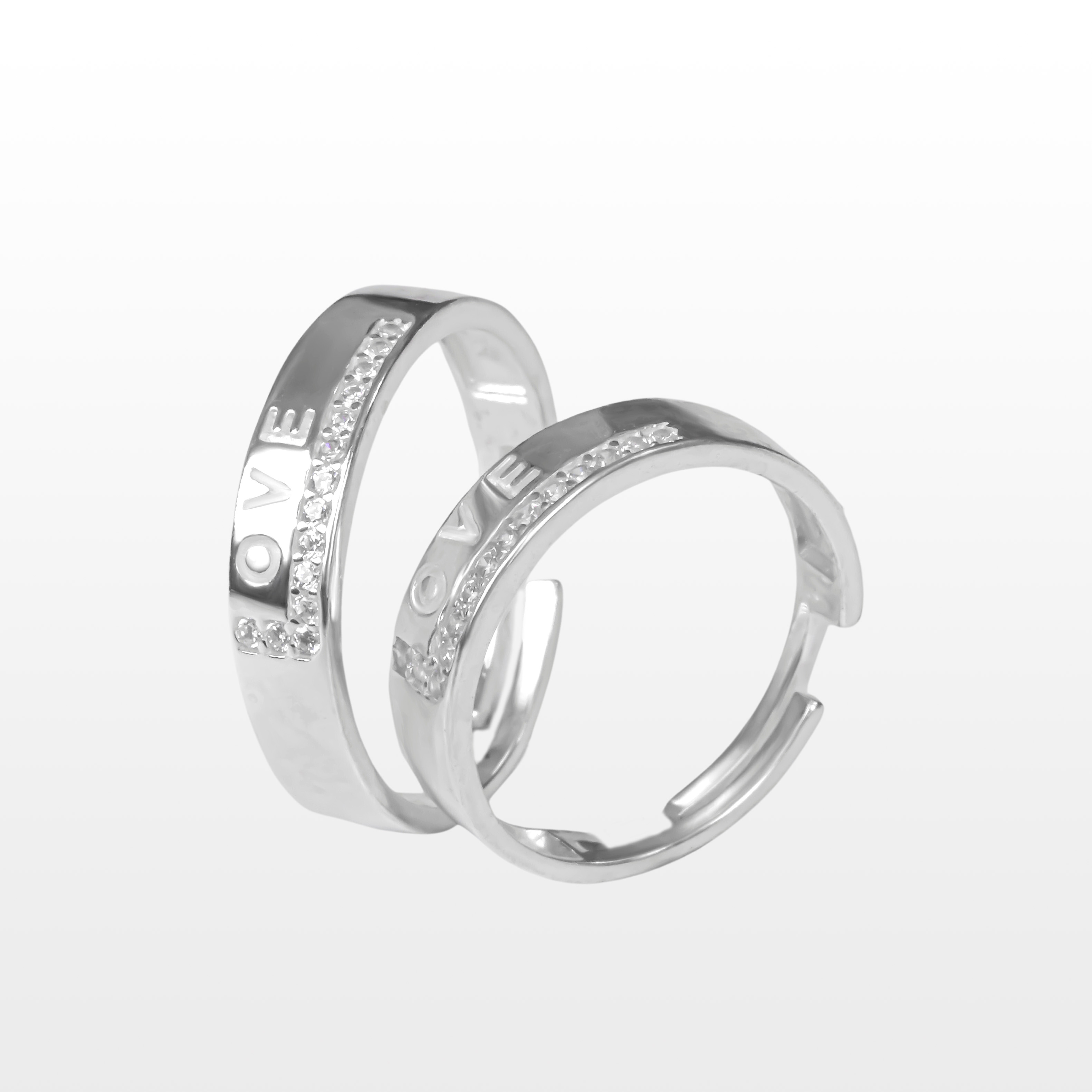 Nhẫn đôi nam nữ nhẫn cặp đôi gắn đá trắng - SN54118