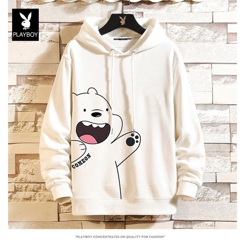 Áo hoodie dài tay hình gấu béo chất vải cotton thoáng khí