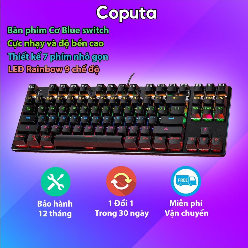 Bàn phím cơ Coputa bàn phím máy tính TKL gaming có dây Full LED RGB K400