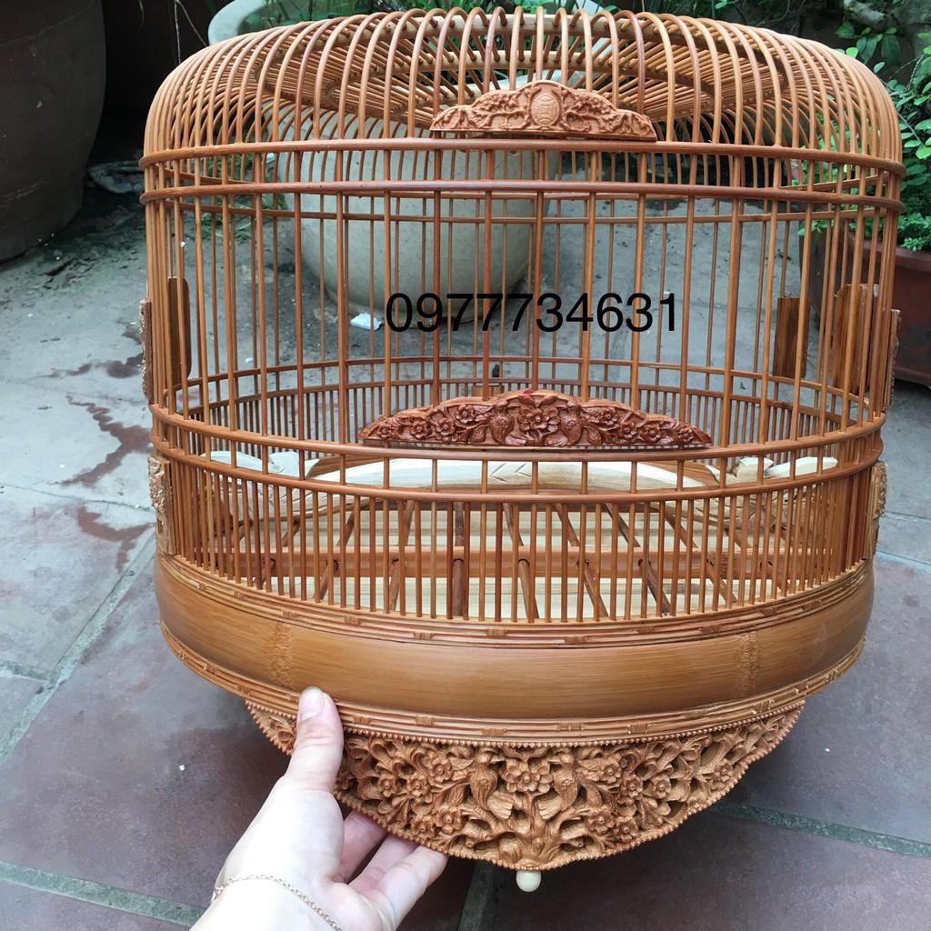 Lồng chim cu gáy chạm đục sắc nét nhiều mẫu chất liệu tre già xử lý mối mọt tặng đủ phụ kiện siêu bền đẹp