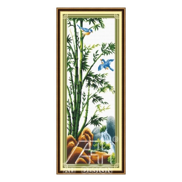 tranh thêu thường Cây trúc (bộ tứ quý) 40x100cm