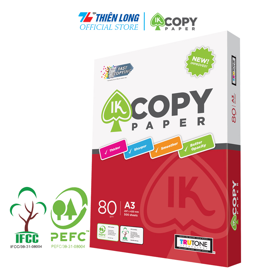 Ream giấy A3 80 gsm IK Copy (500 tờ) - Hàng nhập khẩu Indonesia