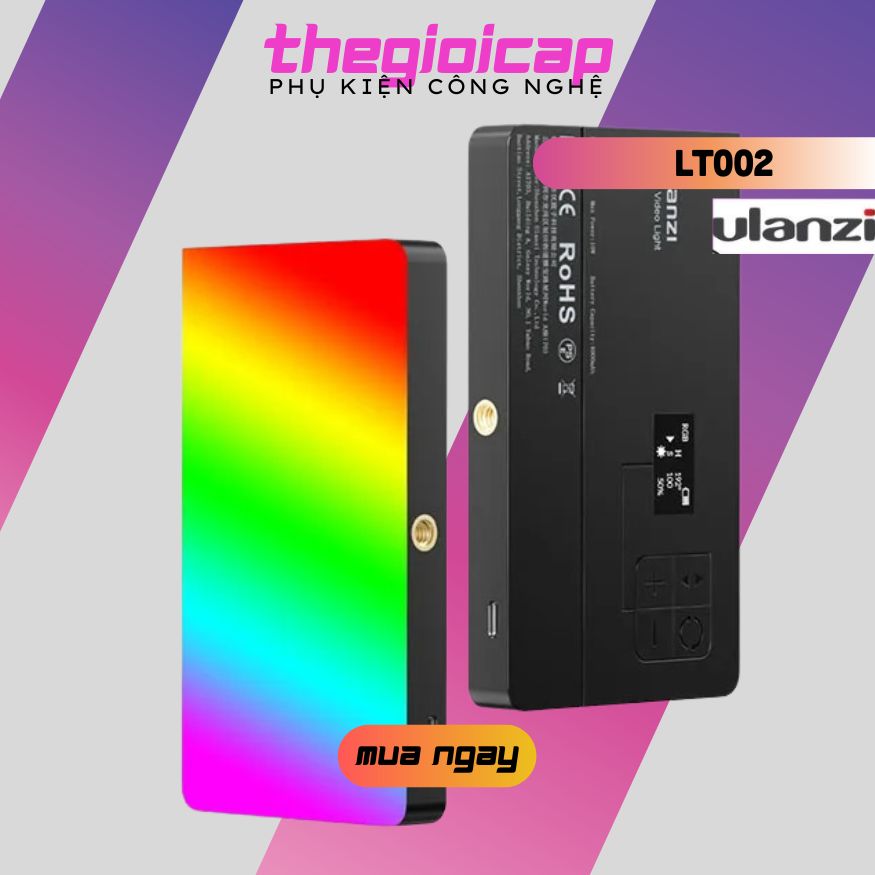 Đèn LED Đổi Màu RGB (2500K-9000K) - Đèn trợ sáng tích hợp 20 loại hiệu ứng ánh sáng động độc đáo Ulanzi LT002 RGB - Hàng Nhập Khẩu