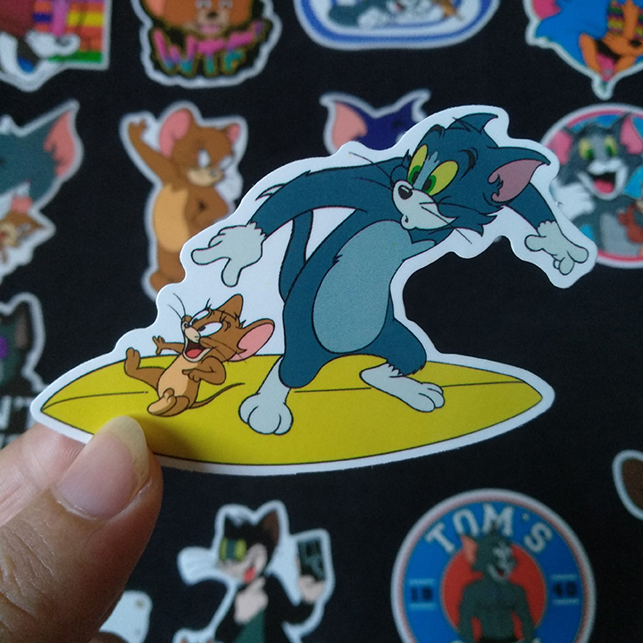 Bộ Sticker dán cao cấp chủ đề TOM and JERRY - Dùng dán Xe, dán mũ bảo hiểm, dán Laptop