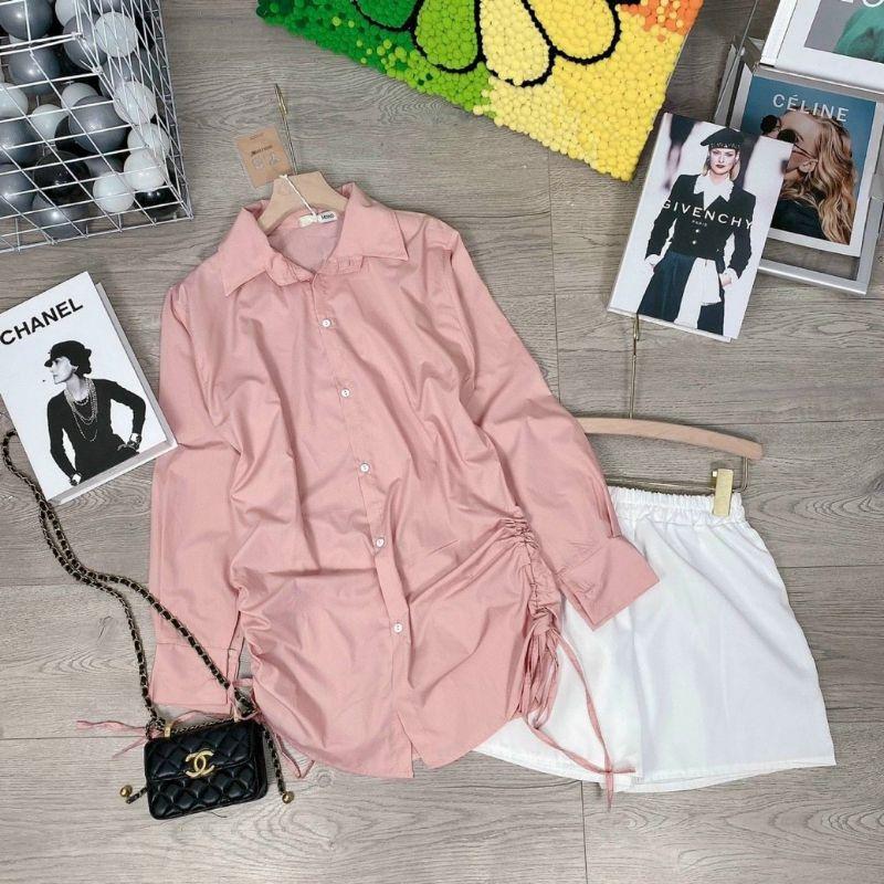 SET ÁO SƠ MI TAY DÀI PHỐI QUẦN TRẮNG