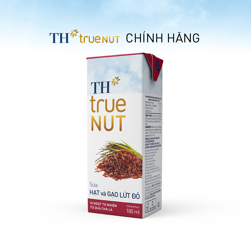 8 Lốc sữa hạt và gạo lứt đỏ TH True Nut 180ml (180ml x 4 hộp)