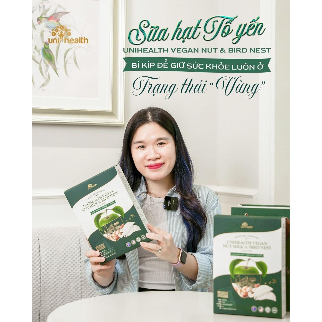 Sữa hạt tổ yến Unihealth Vegan nut milk & Bird nest 1hộp 20 gói