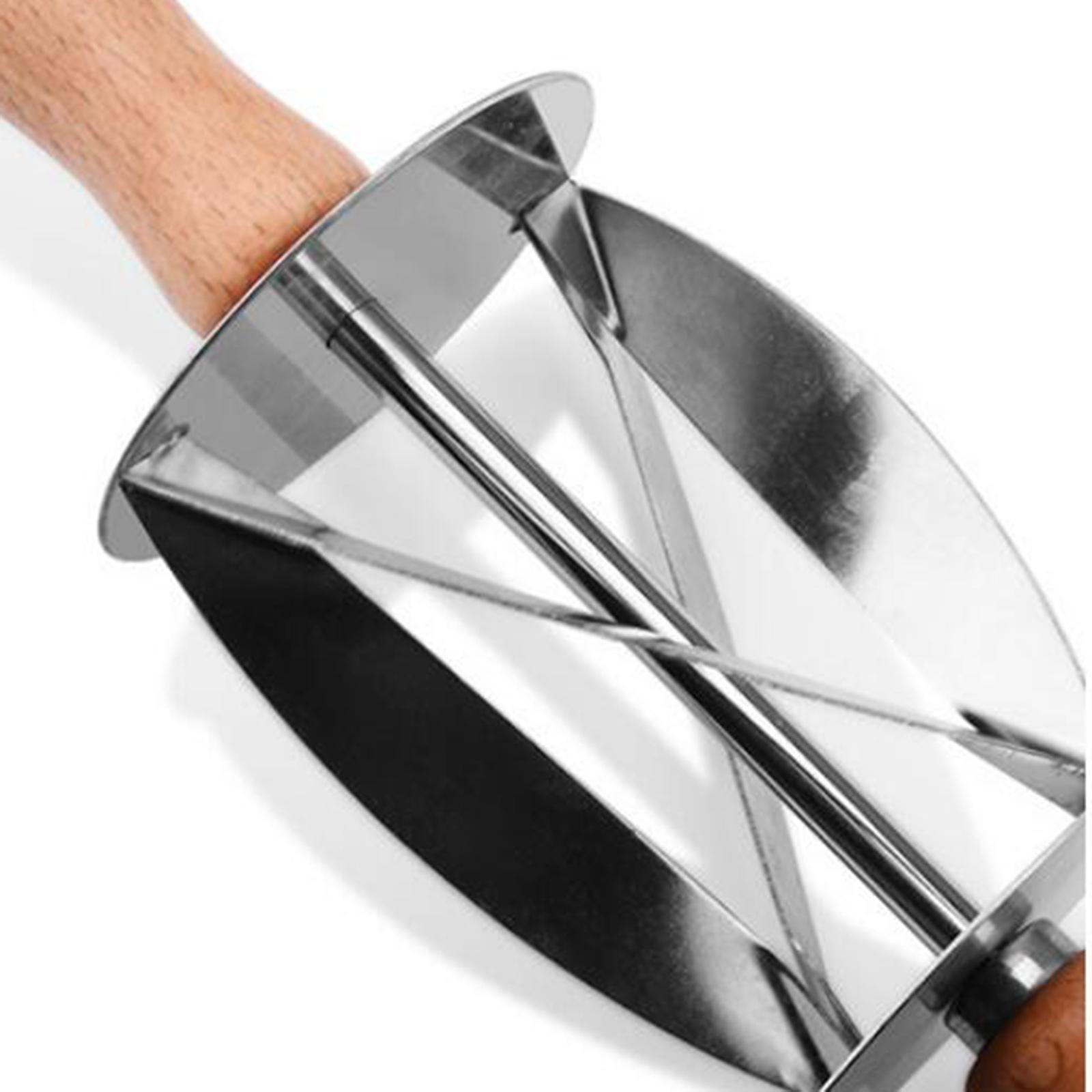 Stainless Steel Bread Cutter with Wooden Handle for Kitchen Baking Tools
