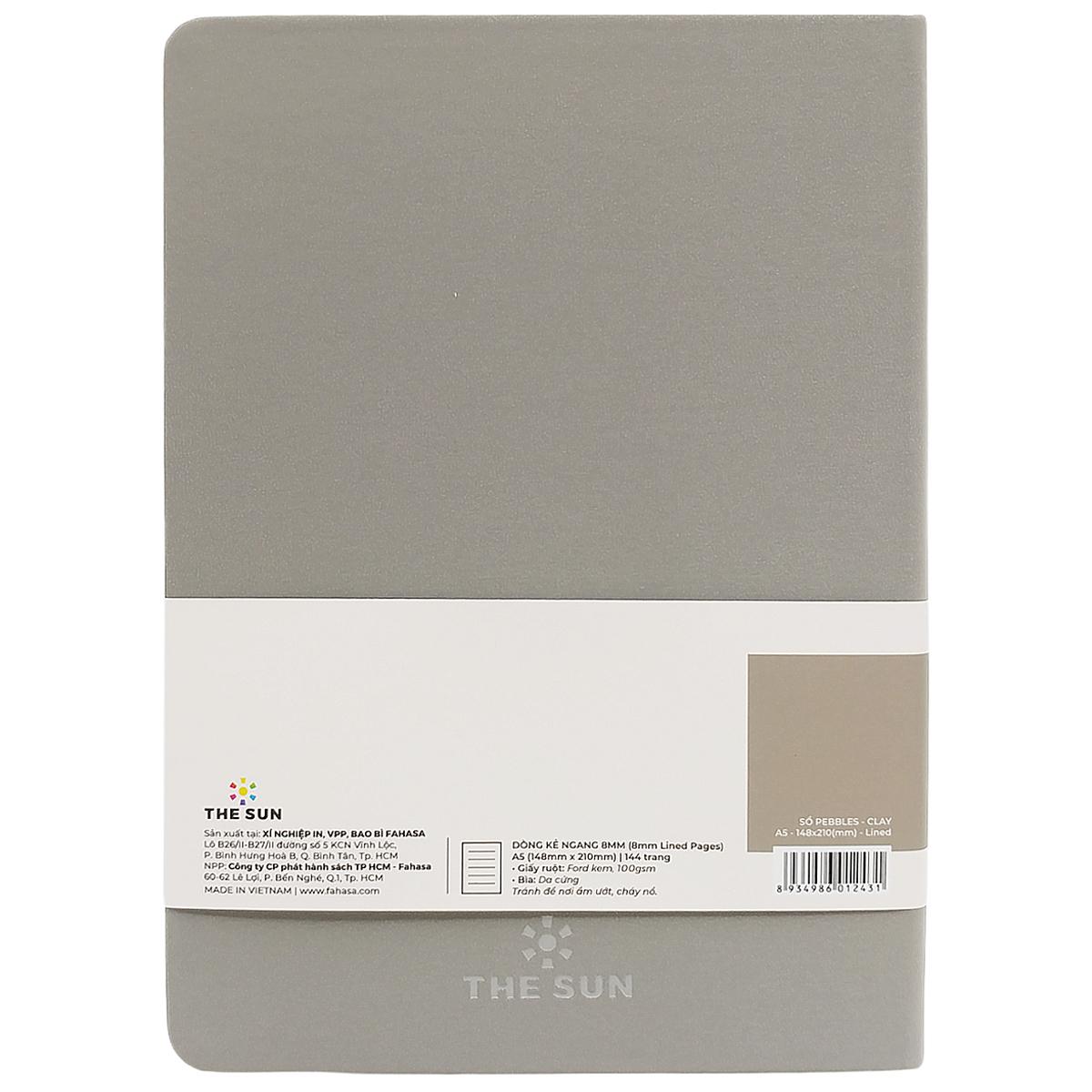 Sổ Bìa Da Pebbles A5 - Kẻ Ngang - 144 Trang 100gsm - The Sun - Clay