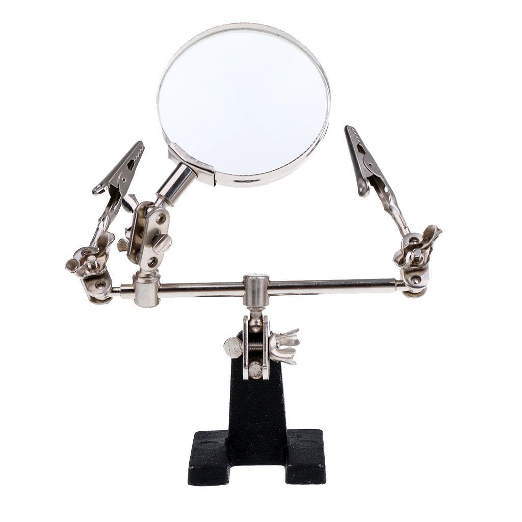 2.5X Magnifying Glass Helping Hand Magnifier Alligator Clamp Soldering Stand