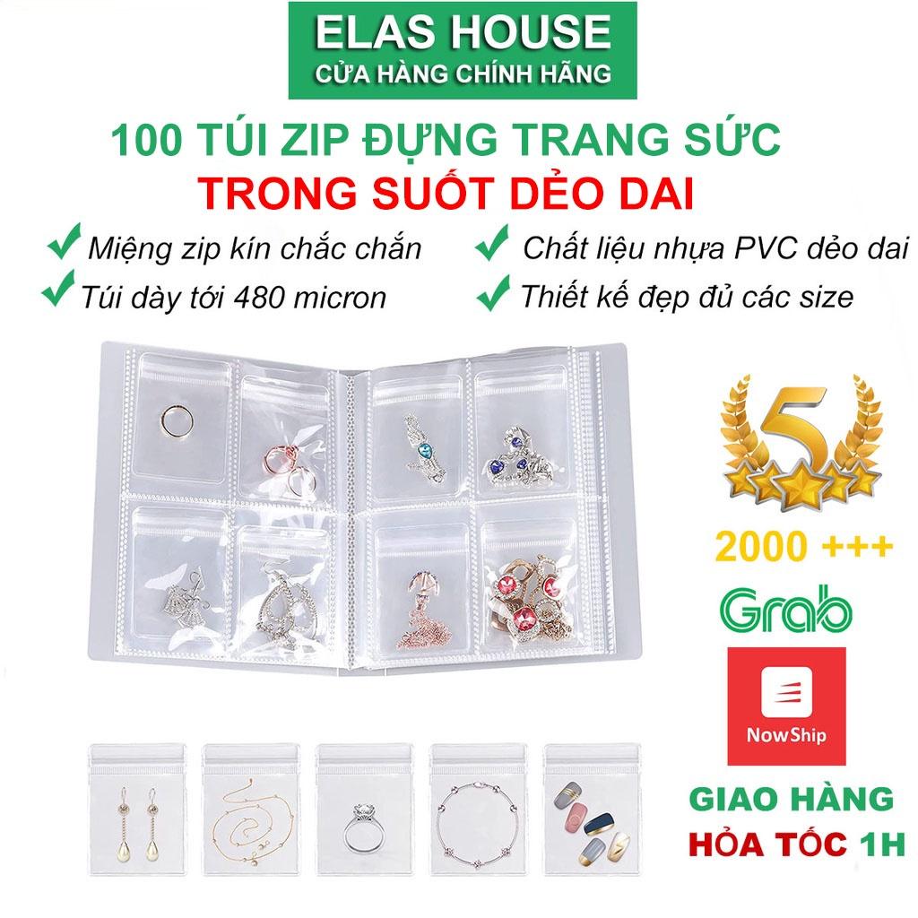 Túi zip nhựa silicon hai mặt trong đựng phụ kiện trang sức ( bộ 100 túi)