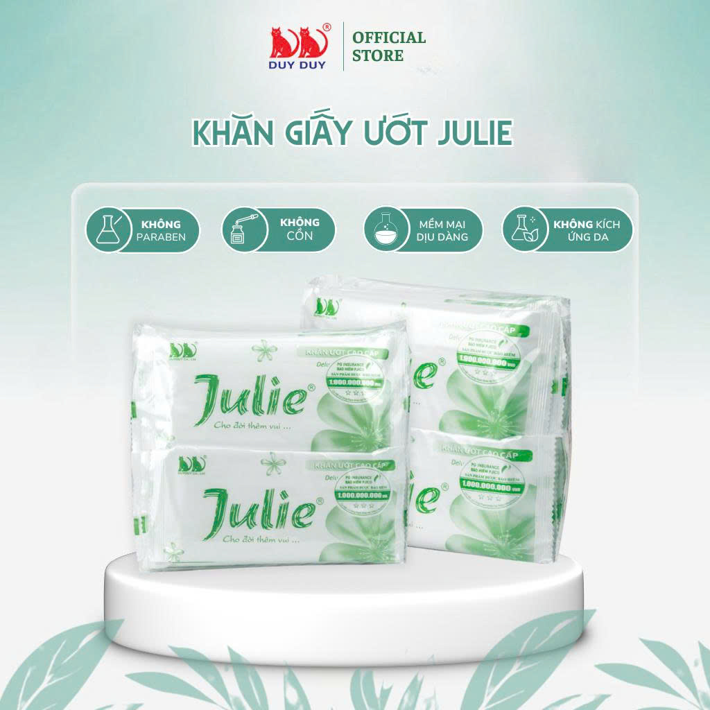 Khăn lạnh dùng một lần Julie Xanh lá vải bi 20 cái (20x24cm) hương hoa hồng không hóa chất
