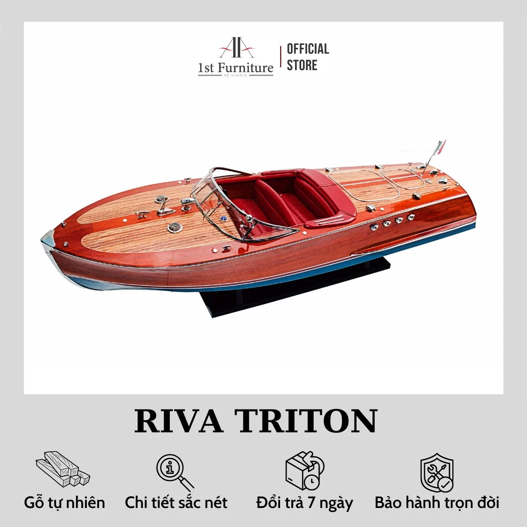 Mô hình cano RIVA TRITON cao cấp, mô hình gỗ tự nhiên, làm quà tặng sang trọng 1st FURNITURE