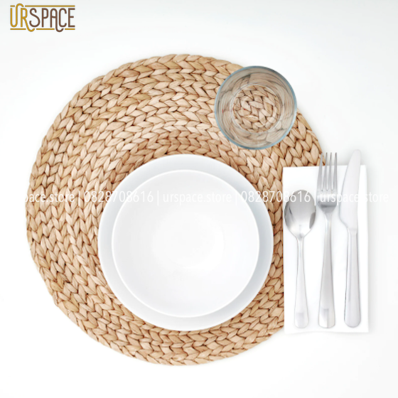 Tấm lót đa năng bằng lục bình đường kính D37/ Round hyacinth place mat D37 natural color