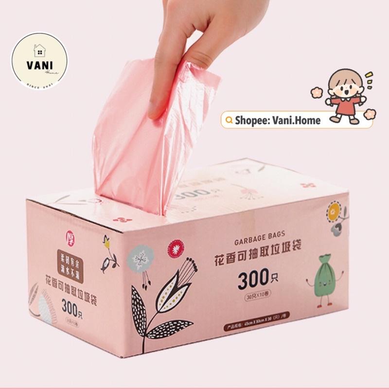 Set 300 túi đựng rác siêu dai tiện lợi kích thước 45x50cm - Combo hộp 10 cuộn túi rác tự phân huỷ sinh học.