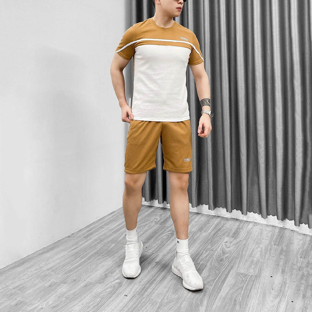 Bộ tổ ong nam cổ tròn phối màu kiểu dáng thể thao trẻ trung BTO3