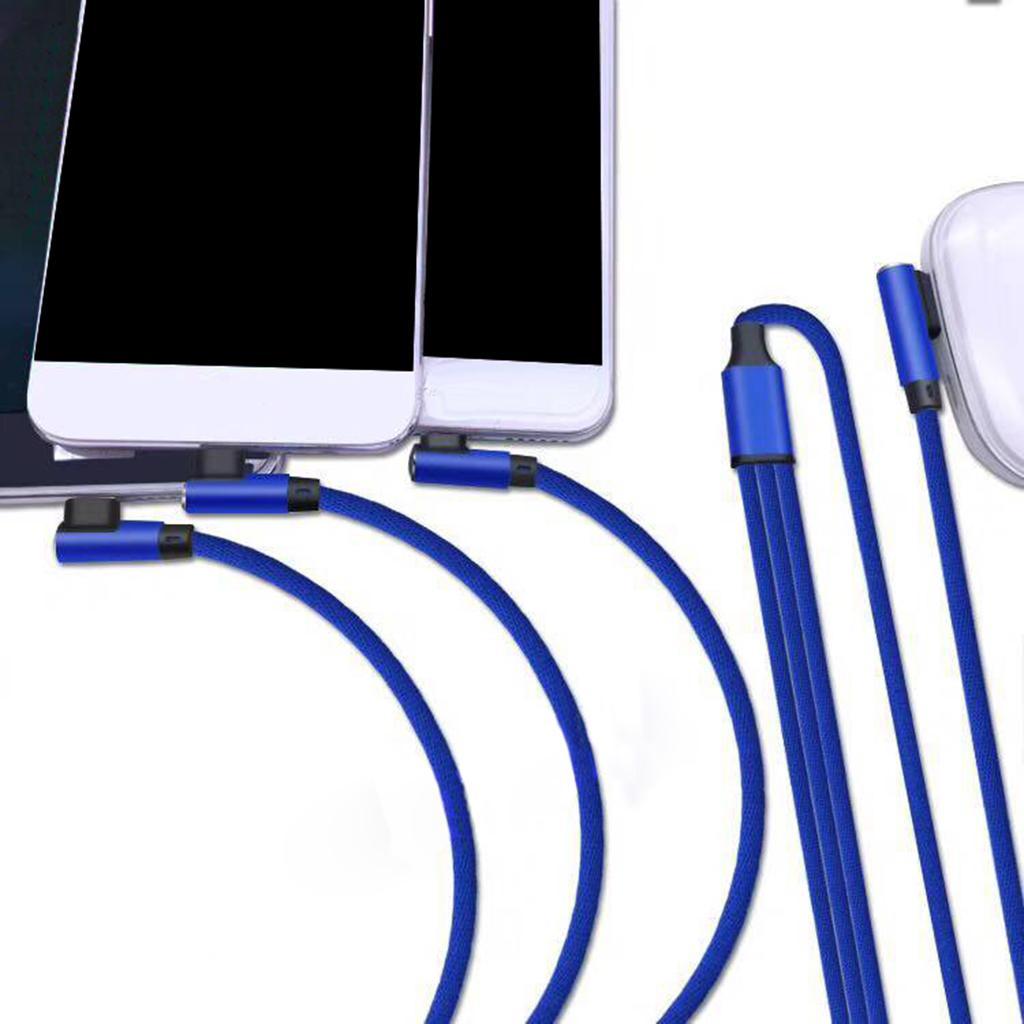 59" 3 in 1 Multi USB Charger Cable Adapter for  Android  Black