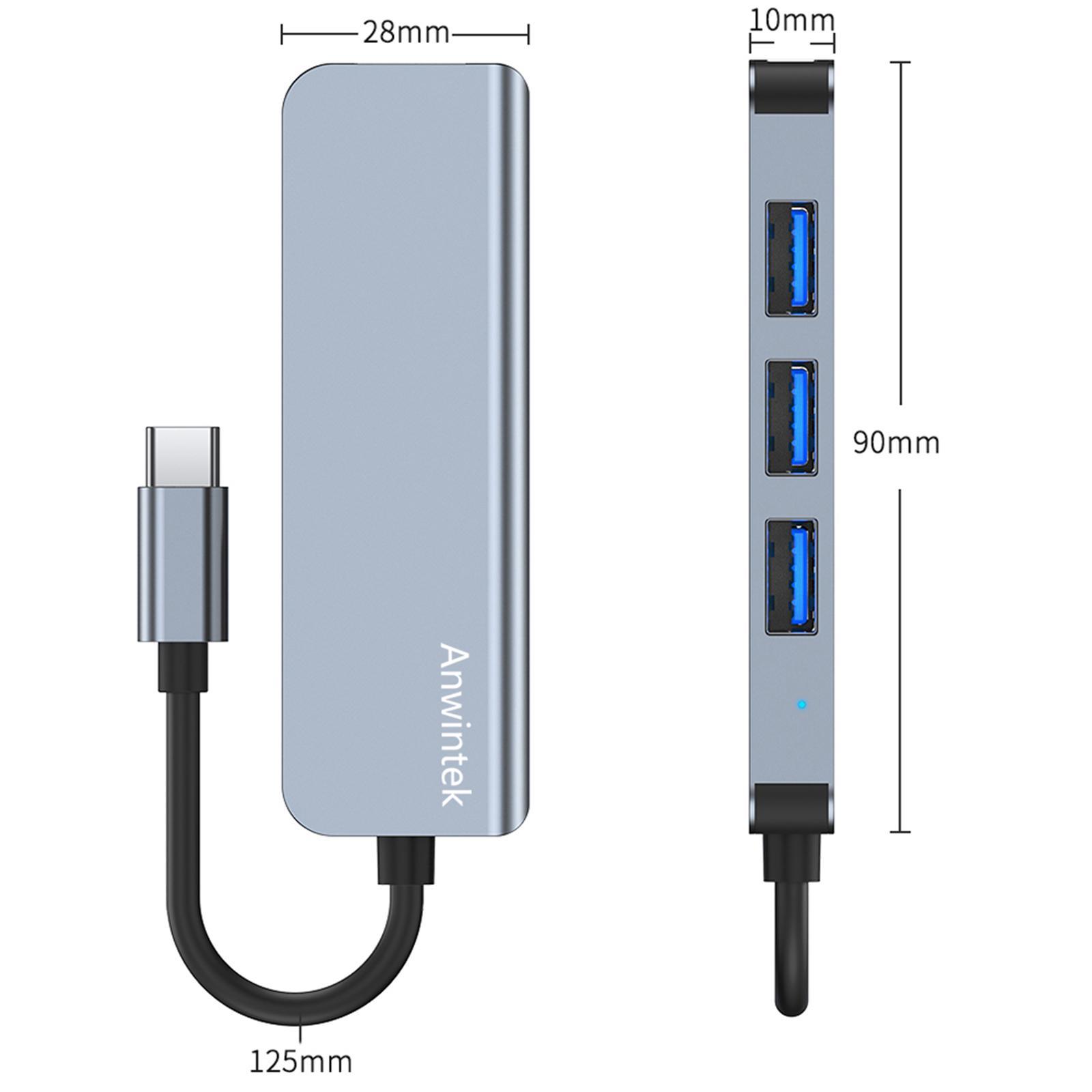 Aluminum Slim to USB 3.0 USB 2.0 4 Port Hub Adapter