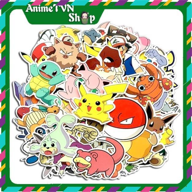 Sticker Pokemon, Pikachu, Dán Nón Bảo Hiêm, Điện Thoại, Laptop, Chống Nước, Chống Bay Màu