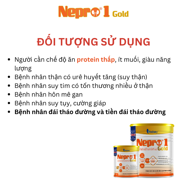 Sữa Nepro 1 Gold 400g dành cho người bệnh thận chưa chạy thận và kèm tiểu đường - VitaDairy