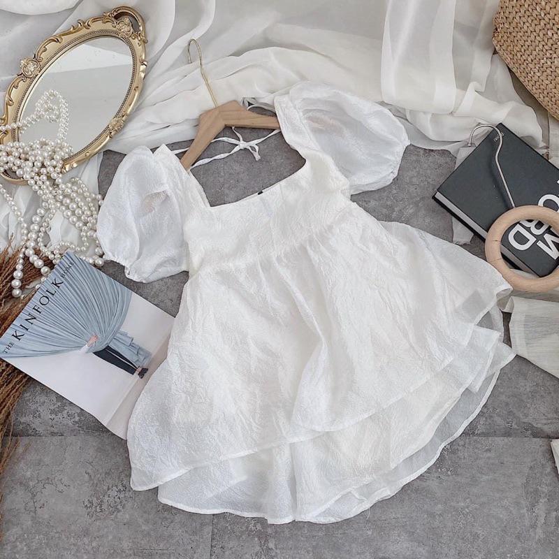 SET ÁO BBD TRẮNG NƠ DÂY LƯNG + SHORT