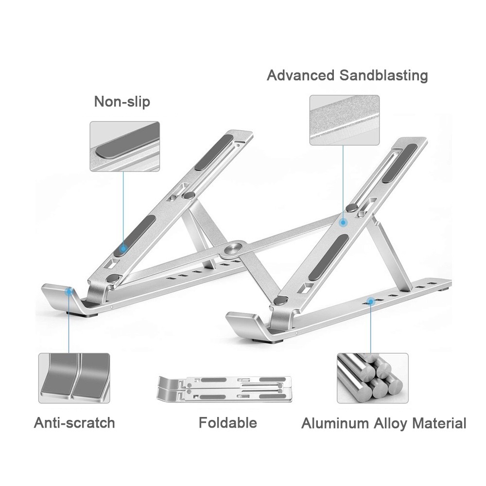 Giá Đỡ Tản Nhiệt Laptop/ Máy tính bảng/ Ipad để bàn chất liệu hợp kim nhôm loại cao cấp nhất (Giao màu ngẫu nhiên) - Hàng Chính Hãng