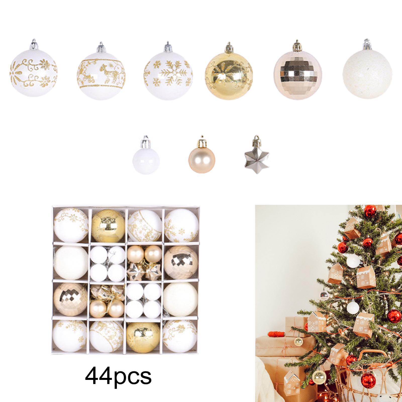 44Pcs Christmas Balls Ornaments with String Decorative Balls Xmas Tree Decor