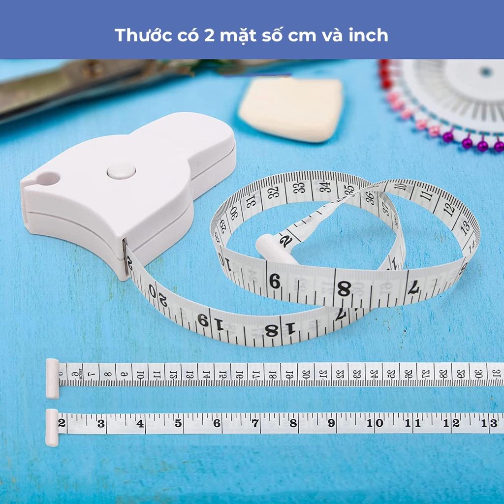 Thước dây đo eo, thước dây cuộn dài 1.5m tự thu gọn, đo eo, ngực, bắp chân, đùi, mông