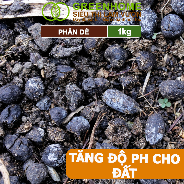 Phân Dê Trồng Lan Greenhome, Túi 1kg, Đã Qua Xử Lý, Không Mùi, Kích Rễ, Hoa Đậm Màu