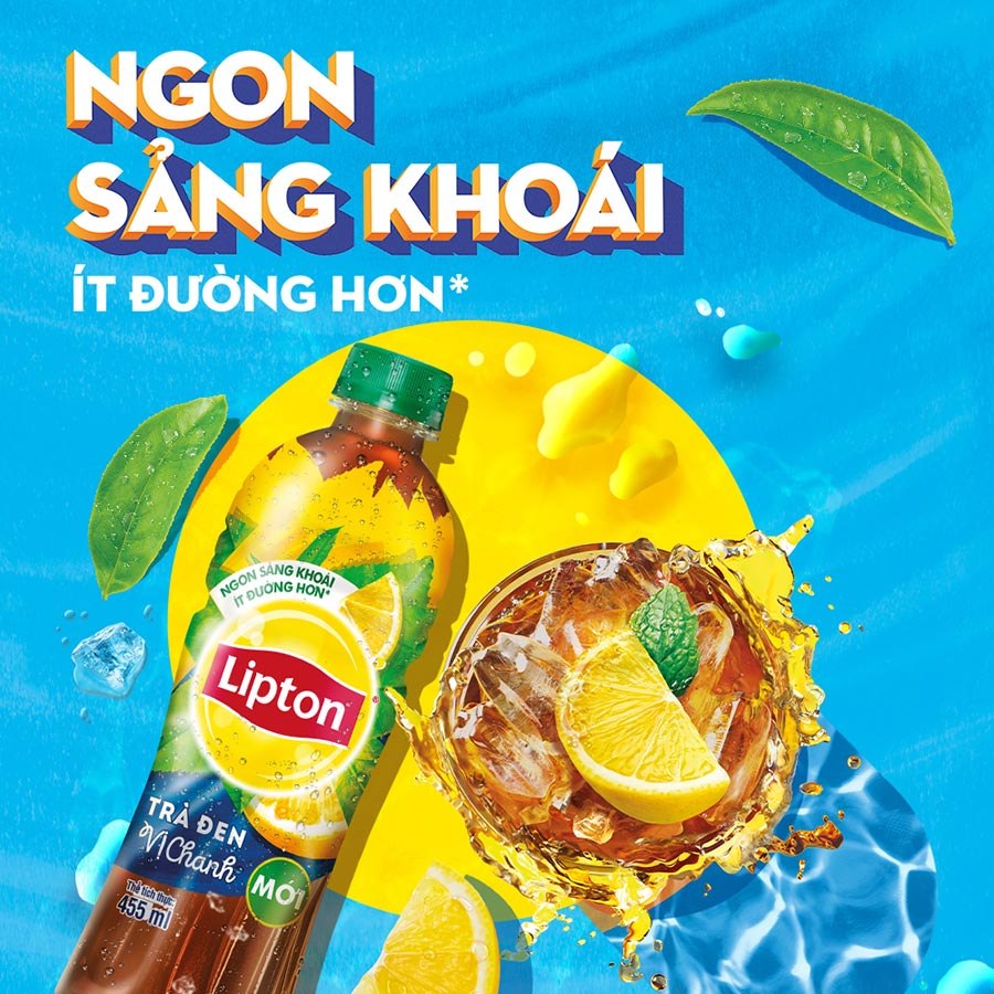 Thùng 24 Chai Nước Giải Khát Lipton Trà Đen Vị Chanh (455ml/chai)